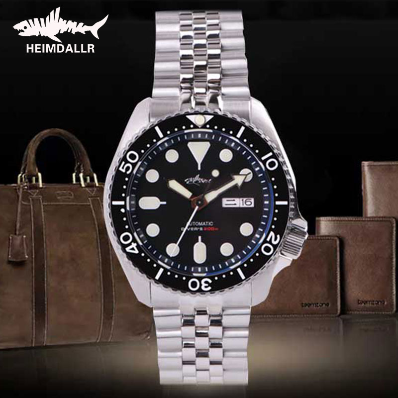 Seiko Watch 5 Sports - HEIMDALLR シャーキー SKX007 ヴィンテージダイバーウォッチ機械式メンズ腕時計 200 メートルサファイアクリスタル発光