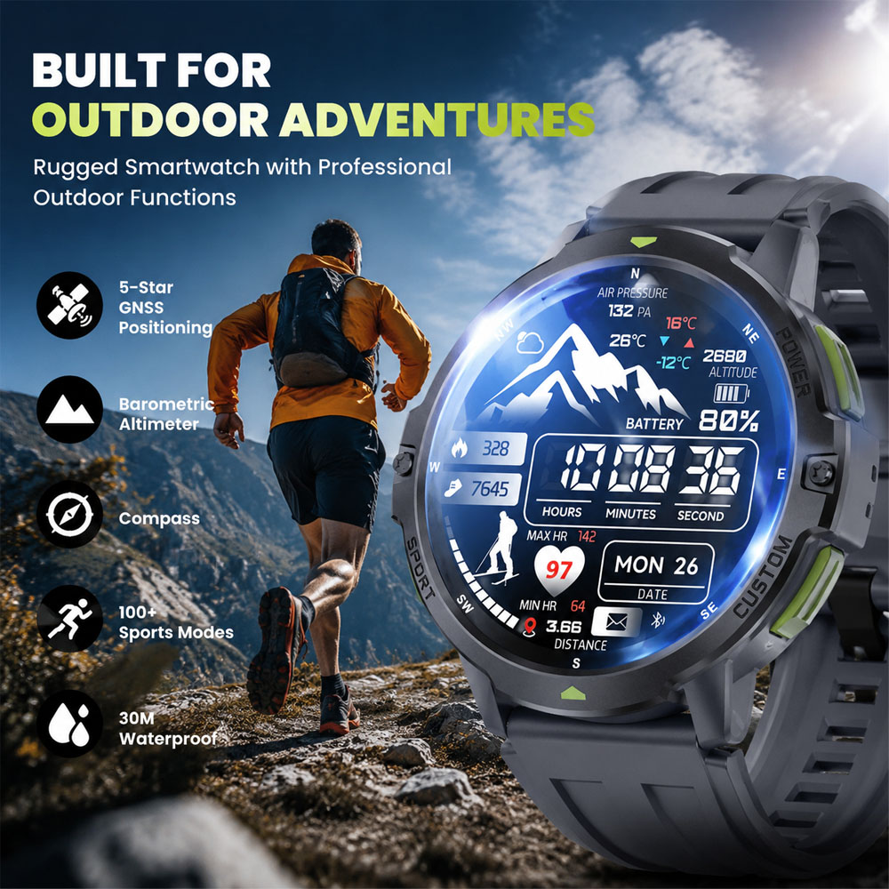 Smartwatch Timex Watches For Men - 2026 新しい軍事 GPS スマートウォッチ 3ATM 防水血中酸素テスト手首