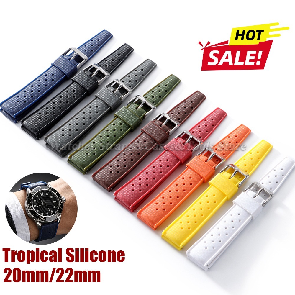 Smartwatch Premium Watches For Women - 20mm 22mm プレミアムトロピカルソフトラバー時計ストラップクイックリリーススマートウォッチ用メンズレディースシリコンユニバーサル交換バンド