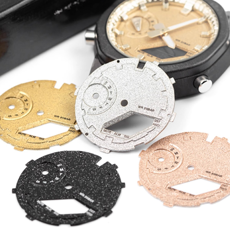 Casio Watch G-Shock Ga-2100 - フロストゴールド火災パターンダイヤルカシオ G-Shock Ga2100 Ga-2100 GA-2110 メタルディスクトレンド人格ベゼルスケールリング時計
