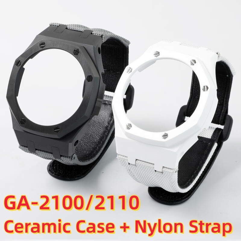 Casio Watch G-Shock Ga-2100 - 2100 modキット セラミック製腕時計ケースキット ナイロン＆FKMフッ素ゴムストラップ付き カシオGSHOCK GA2100