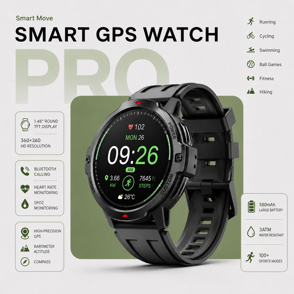 Smartwatch Timex Watches For Men - 新しい 1.46 インチ軍用 GPS スマートウォッチ 3ATM
