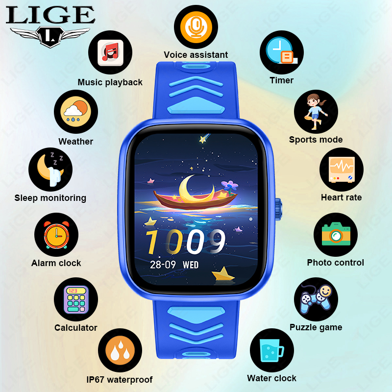 Smartwatch Watches Birthday Gift For Boys - LIGE キッズスマートウォッチ ゲーム 防水 電子機器 タッチスクリーン
