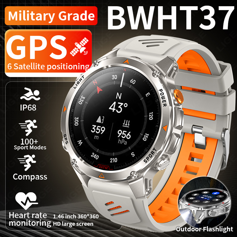 Smartwatch Sports Watches For Men - LIGE 頑丈な GPS 追跡スマートウォッチ男性 LED 懐中電灯コンパス