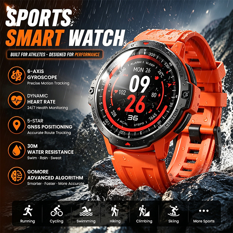 Smartwatch Timex Watches For Men - スマートスポーツウォッチ GNSS測位 ダイナミック心拍数モニタリング ストレス睡眠モニタリング 100以上のスポーツモード メンズスマートウォッチ