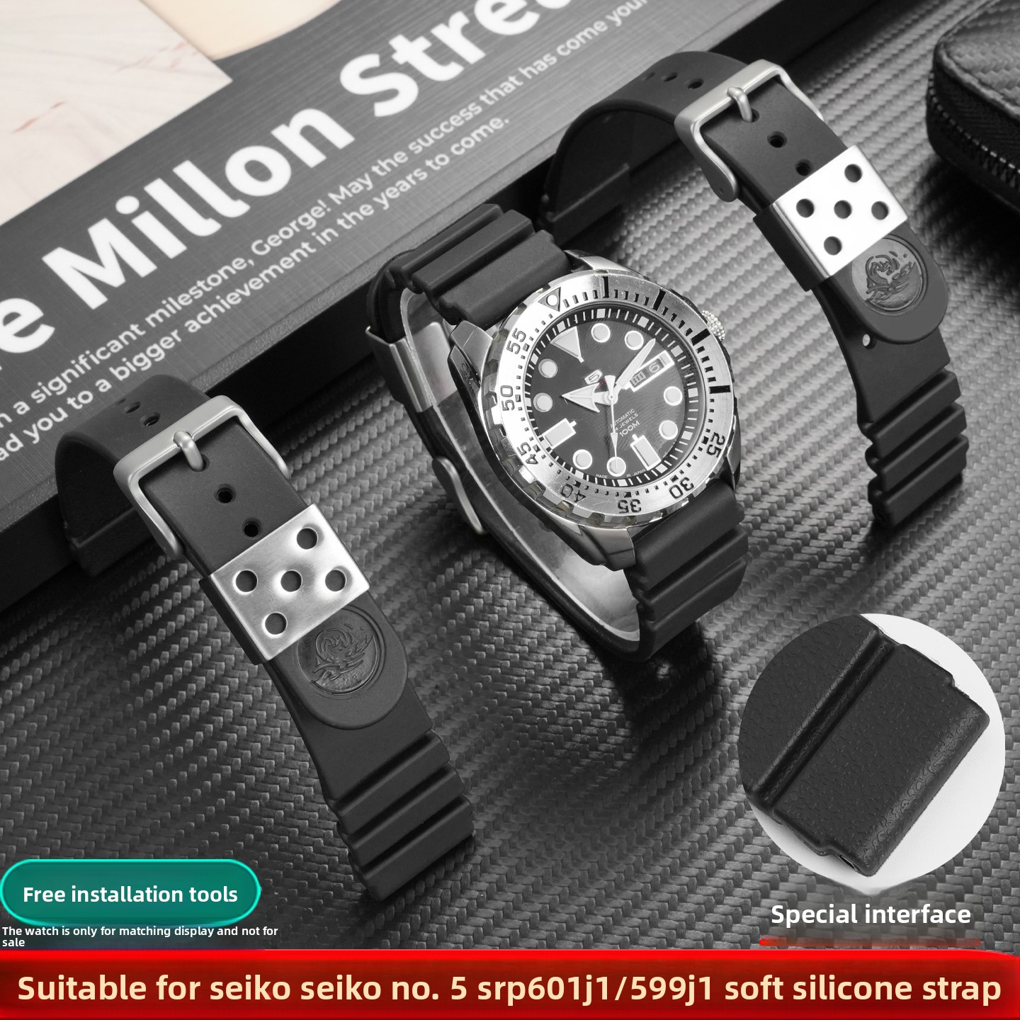 Seiko Watch 5 Sports - 22 ミリメートルシリコン時計バンドセイコー NO.5 SRP601J1 SRP599J1 SRP605J2