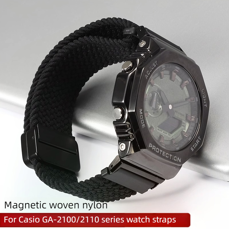 Casio Watch G-Shock Ga-2100 - カシオ G-SHOCK ファームハウスオーク GA-2100/2110 GM-2100 スポーツ時計バンド修正磁気ナイロン織り時計ストラップブレスレット