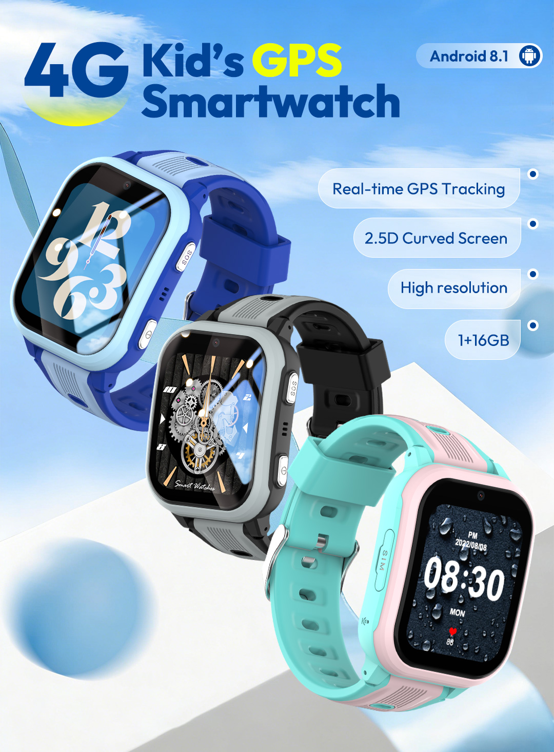 Smartwatch Watches Gift For Boys - KT41スマートウォッチ - 4G対応子供用腕時計 - 高解像度スクリーン -