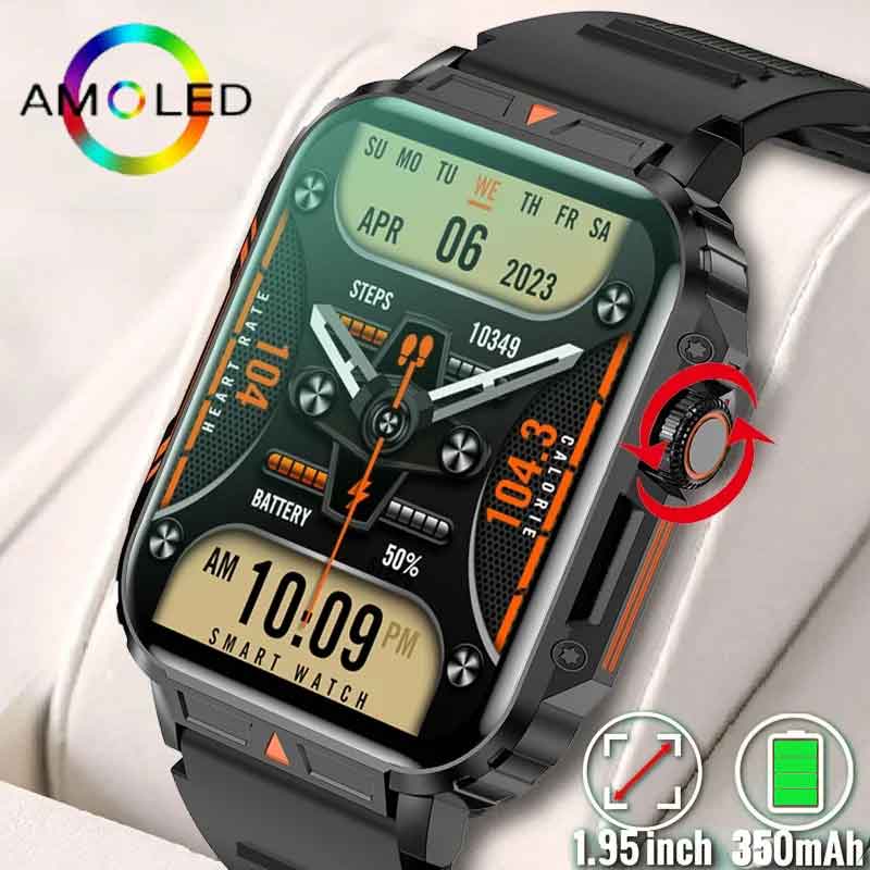 男性用のAmoledミリタリースポーツウォッチ,Androi - Smartwatch New Watches For Men のレビューと価格