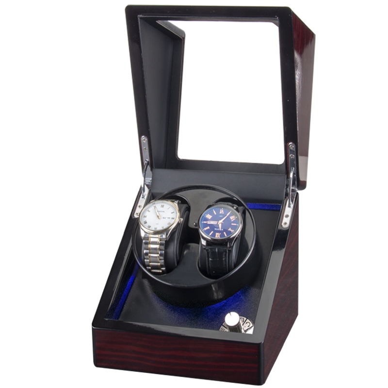 2スロット自動停止LED光沢木製ラッカー仕上げウォッチワイン - Watch Winder Single のレビューと価格