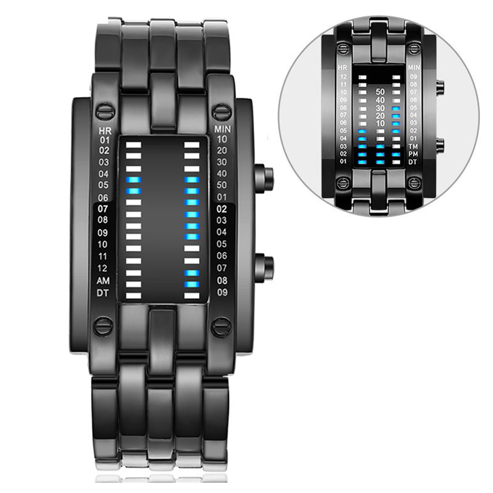 プレミアムバイナリマトリックスブルー LED デジタル電子時 - Smartwatch Premium Watches For Women のレビューと価格