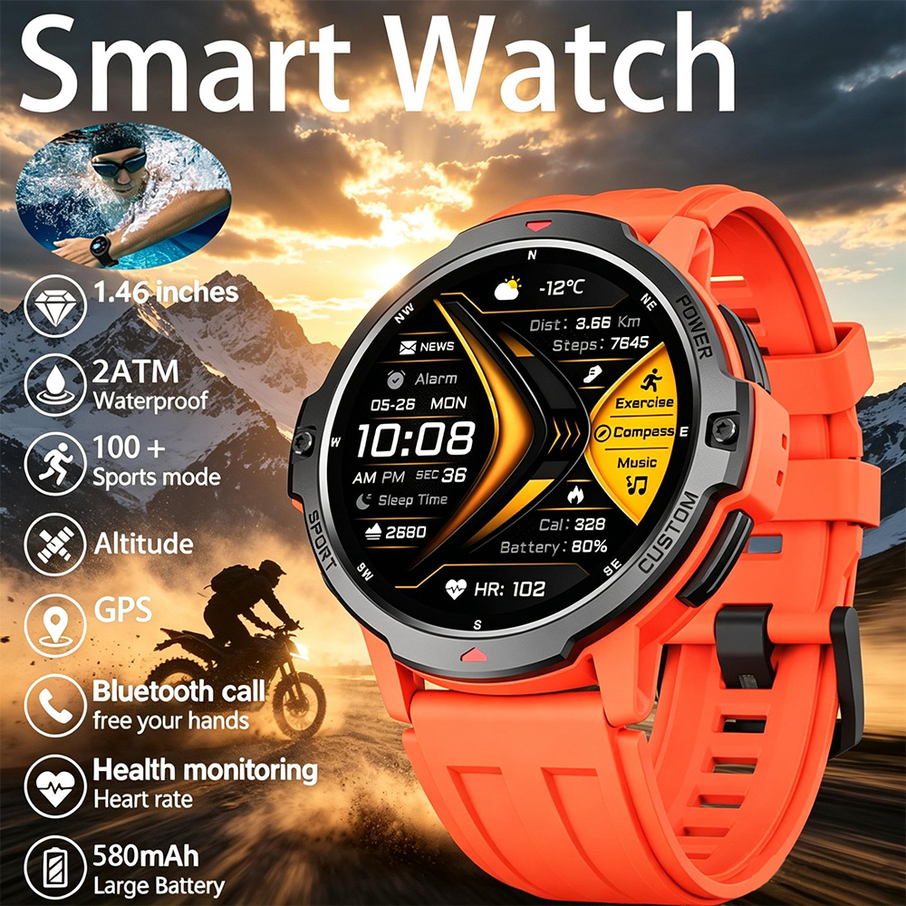 新しい 6 軸ジャイロスコープ軍用 GPS スマートウォッチ - Smartwatch Timex Watches For Men のレビューと価格