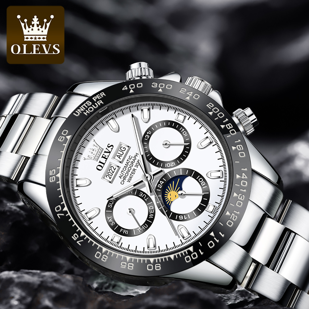 OLEVS 6654 高級メンズ腕時計クロノグラフ自動機械式 - Seiko Watch 5 Sports のレビューと価格