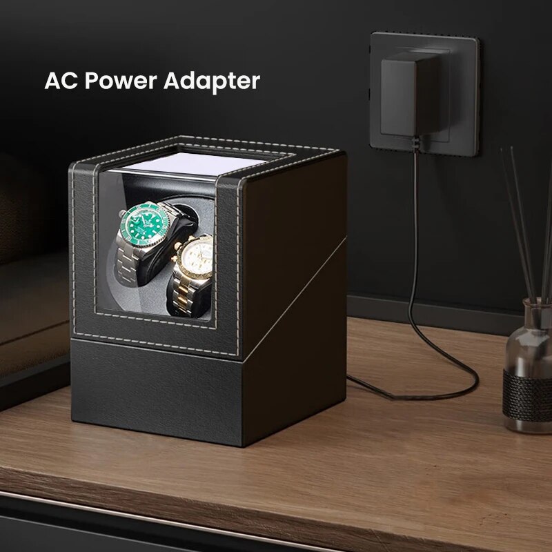 自動巻き時計ワインダー,サイレントモーター付き,2スロット, - Watch Winder Single のレビューと価格