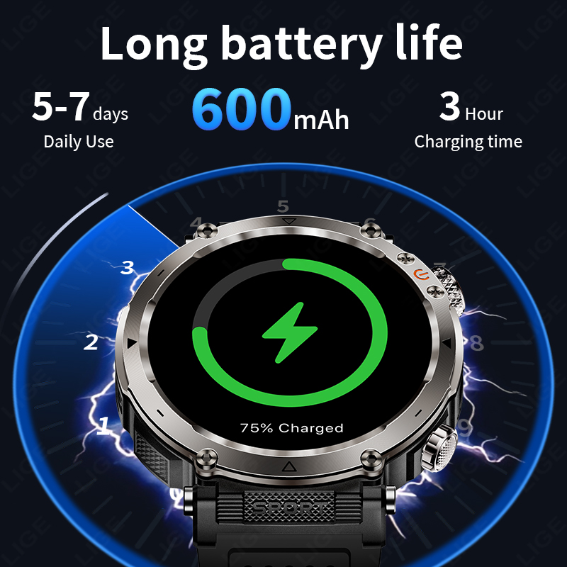 新しい軍事屋外スマートウォッチ男性心拍数モニター時計 LED - Smartwatch New Watches For Men のレビューと価格
