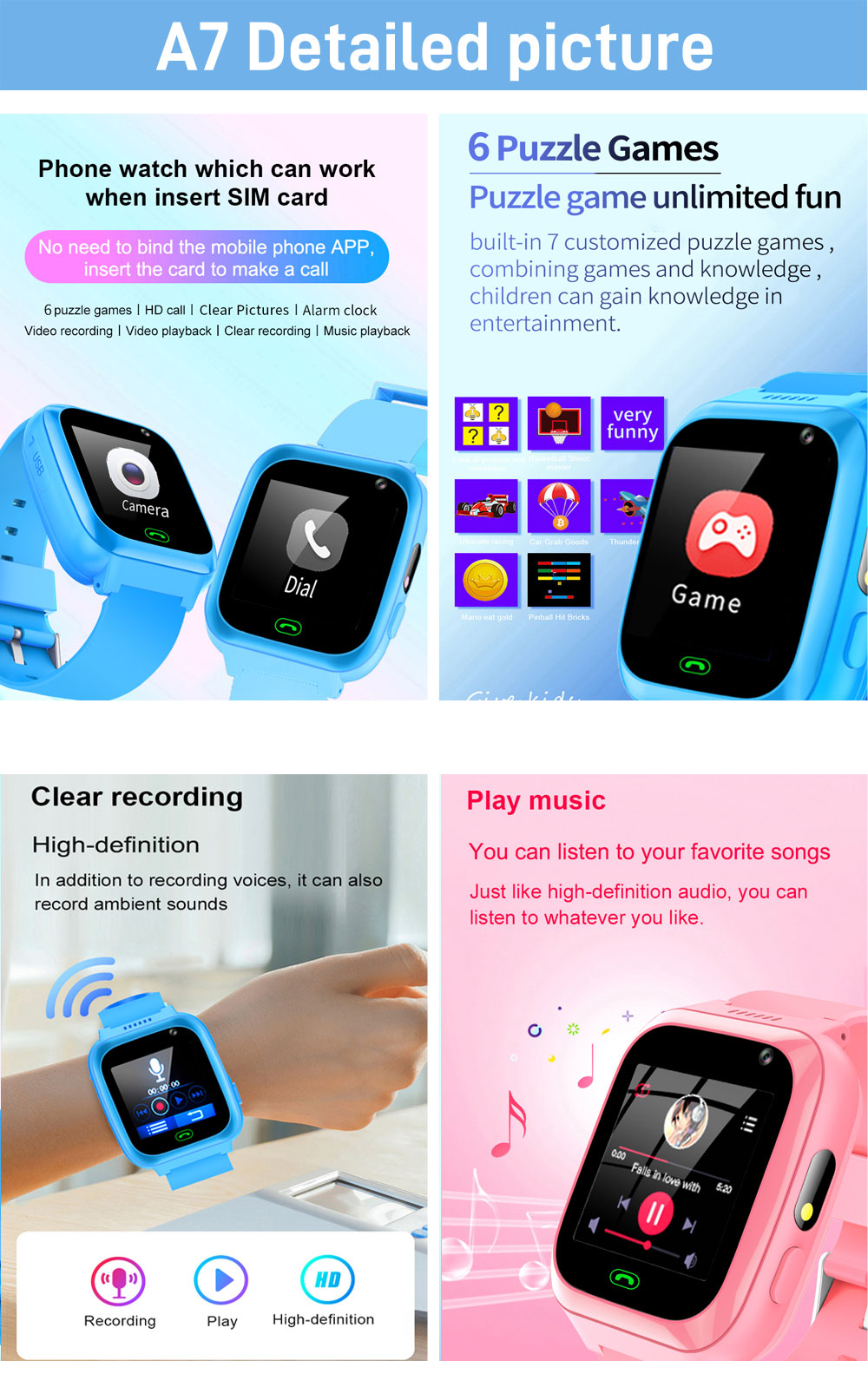 2 グラム 4 グラム子供スマートウォッチ電話ゲーム時計ミニ - Smartwatch Watches Gift For Boys のレビューと価格